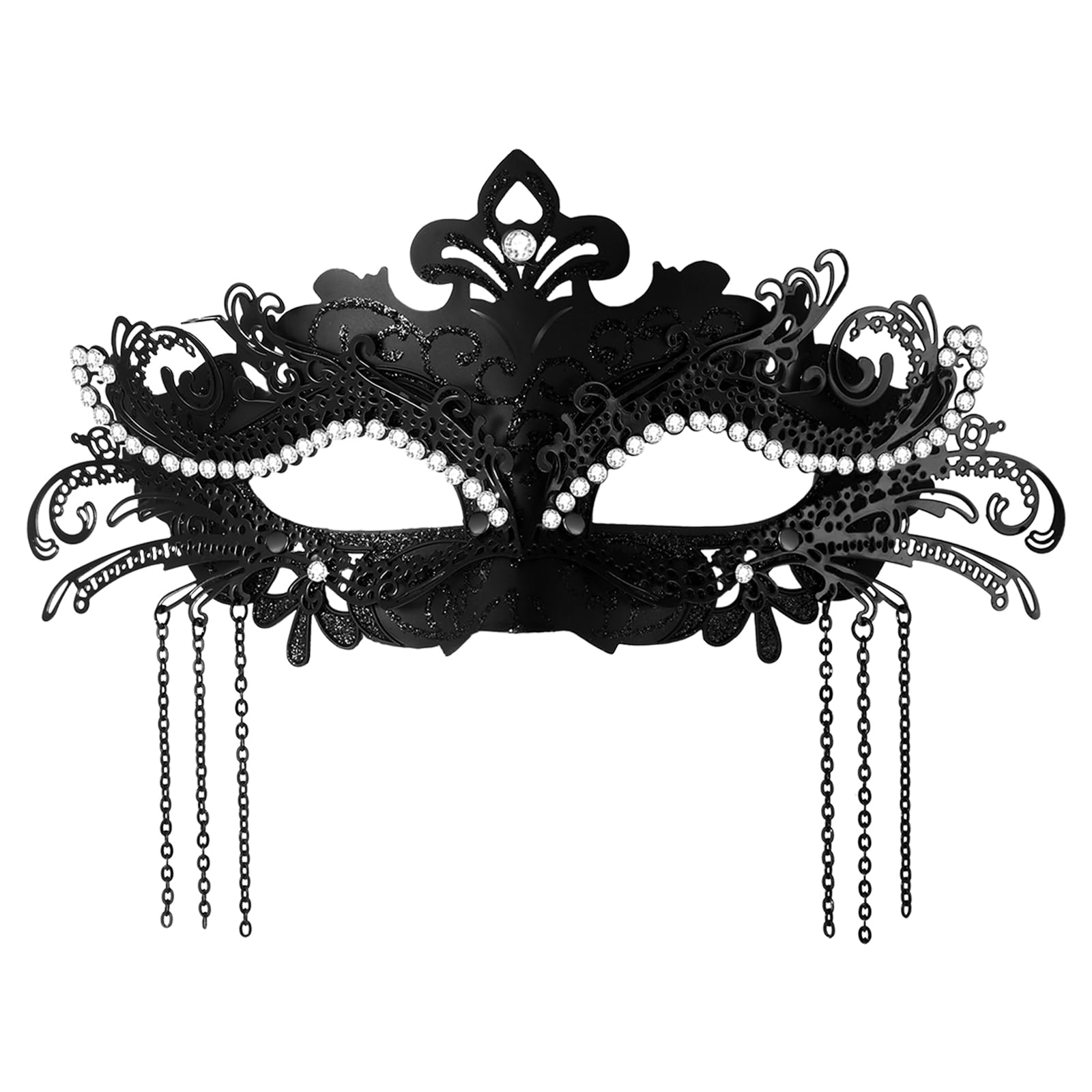 Oidea Masquerade Mask for Women: Elegant Rhinestone Phoenix Metal Venetian Masks with Tassel Halloween Mardi Gras Prom Ball Cosplay Costume Party Mask Black