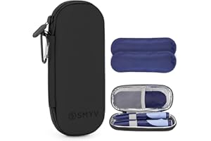 SMYV Insulin Cooler Travel Case with 2 TSA Approved Ice Packs, Medication Cooler for Diabetic Supplies, Compact for Travel and Daily Life - Black