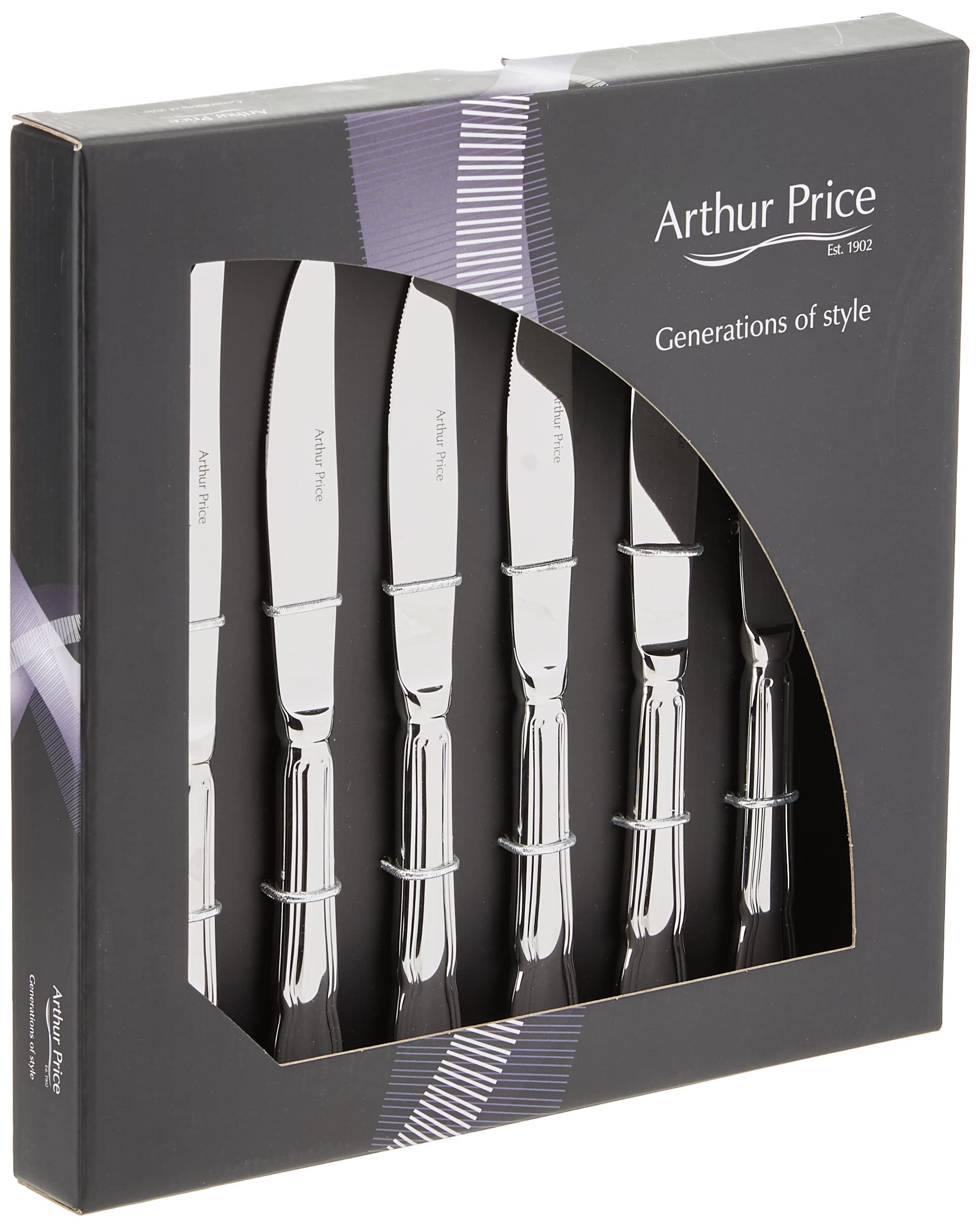 Arthur Price Every Day Dubarry Steak Knives, Stainless Steel, Silver, 26.4 x 26.6 x 4 cm
