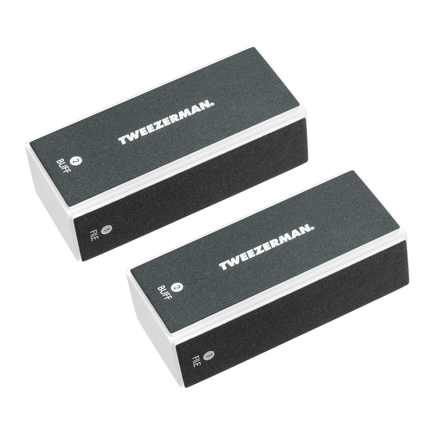 Tweezerman Nail Buffing Block, 4 Sided Buffer Blocks for Filing, Buffing, Smoothing, and Shining Nails, (Pack of 2)