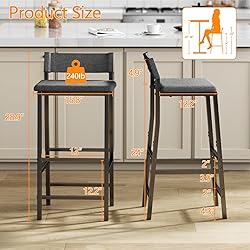 Furologee Bar Stools Set of 2, 24 Inches Counter