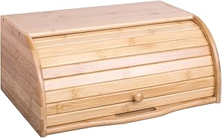 Woodluv Bambus-Brotkasten mit Rolldeckel, Brotkasten oder Trockenfutterbehälter für die Küche (keine Montage erforderlich)
