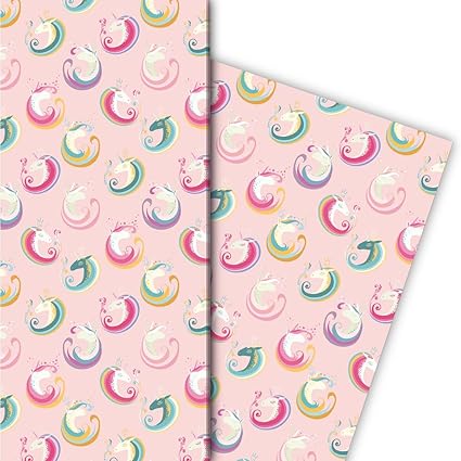 Zauberhaftes Geschenkpapier mit magischem Einhorn für tolle Geschenk Verpackung und Überraschungen (4 Bogen, 32 x 48cm), auf 