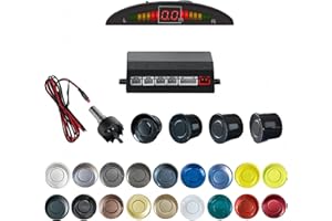 SANDETOUN Parking Sensor Kit Backup Sensor Kit Reverse Sensor for Car 18 Color Options for Probes Adjustable Alarm Volume Professional Sensore de Reversa para Carro Safe Driving Assistant（Black）