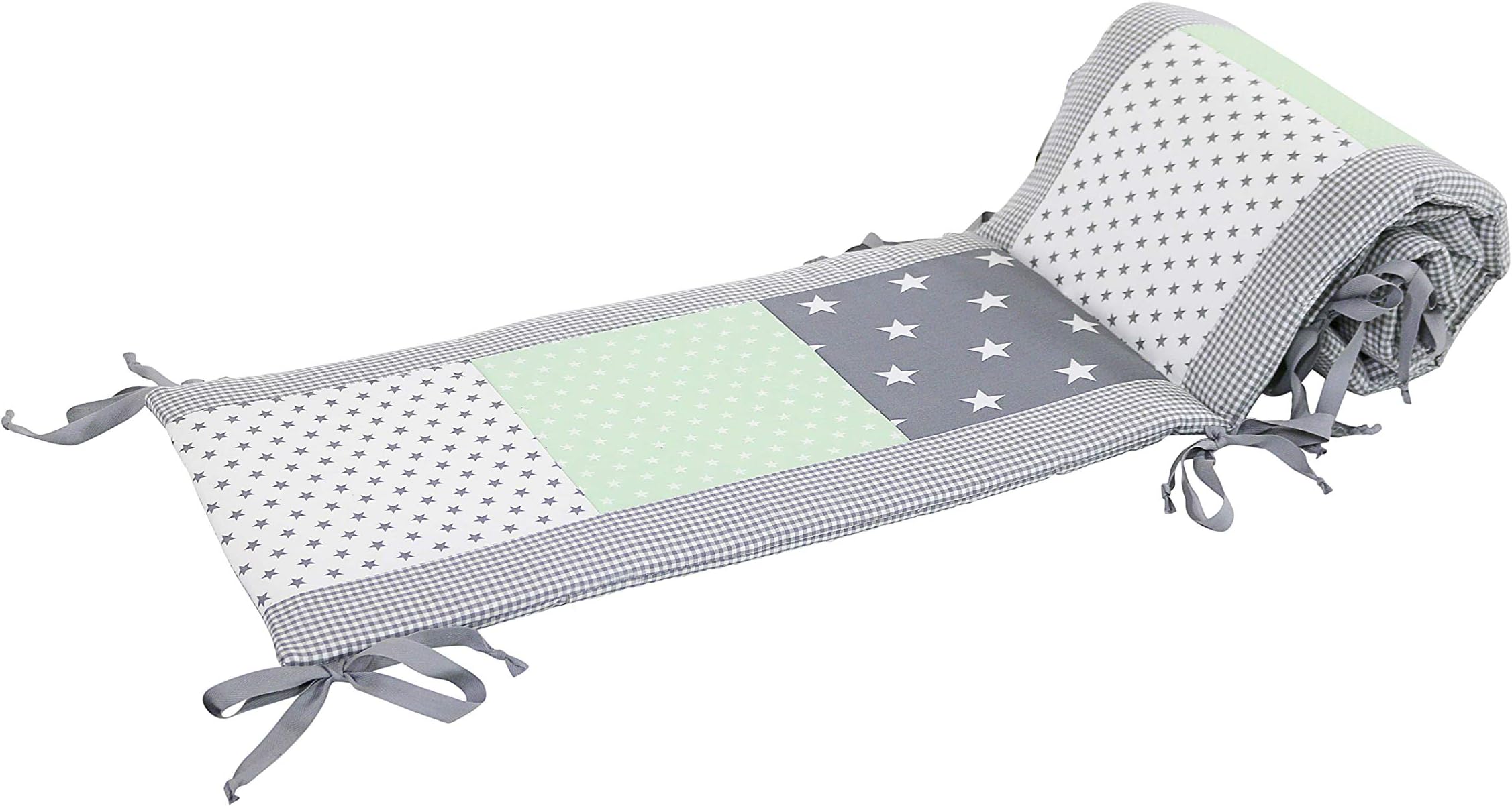 ULLENBOOM ® Bumper – Mint Grey (420 x 30 cm cot Bumper for Babies, cot Bumper Pads for The Head Area of 140 x 70 cm cots;)