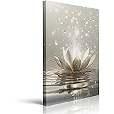 Zen Meditation Lotus Floral Canvas Wall Art Framed Plant Flower Picture Wall Decor Inspirational Prints Poster Yoga Spa Cool Painting for Living Room Bathroom Bedroom Home Artwork (12" x16“