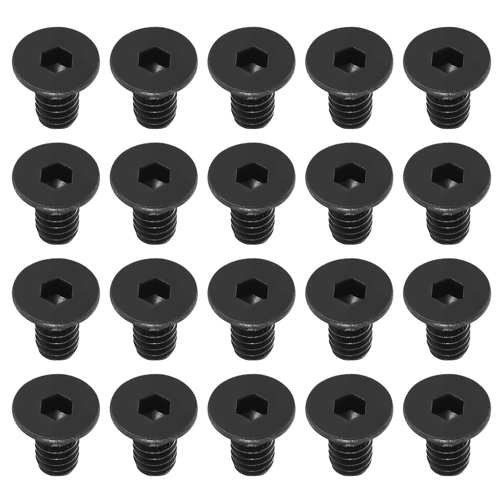 PATIKIL 1/4-20 x 1/2" Flat Head Socket Cap Screws, 20 Pack Flat Countersunk Bolts Carbon Steel Hex Socket Drive Machine Screws Full Thread Black Oxide Grade 10.9