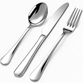 12 Piece Silverware Set for 4, Stainless Steel Heavy Forks Spoons and Knives Set, Mirror Finish Flatware Dishwasher Safe for Family Picnics Daily Gatherings