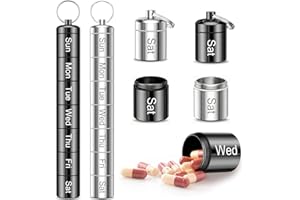 Portable 7-day pill organizer(2 Pack)，Daily Separate Compartments. Waterproof Portable Keychain Pill Box, Suitable for Daily 