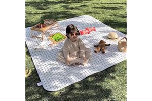 K Y KANGYUN Extra Large Picnic Blanket Outdoor Beach Blankets, Water-Resistant Foldable Sandproof Blankets Cute Picnic Mat for Beach, Camping Grass Lawn Park Mats (White, 80x80 in)