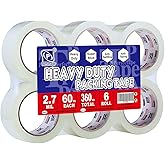 P PERFECTAPE Heavy Duty Packing Tape 6 Rolls, Total 360Y, Clear, 2.7 mil, 1.88 inch x 60 Yards, Ultra Strong, Refill for Packaging and Shipping