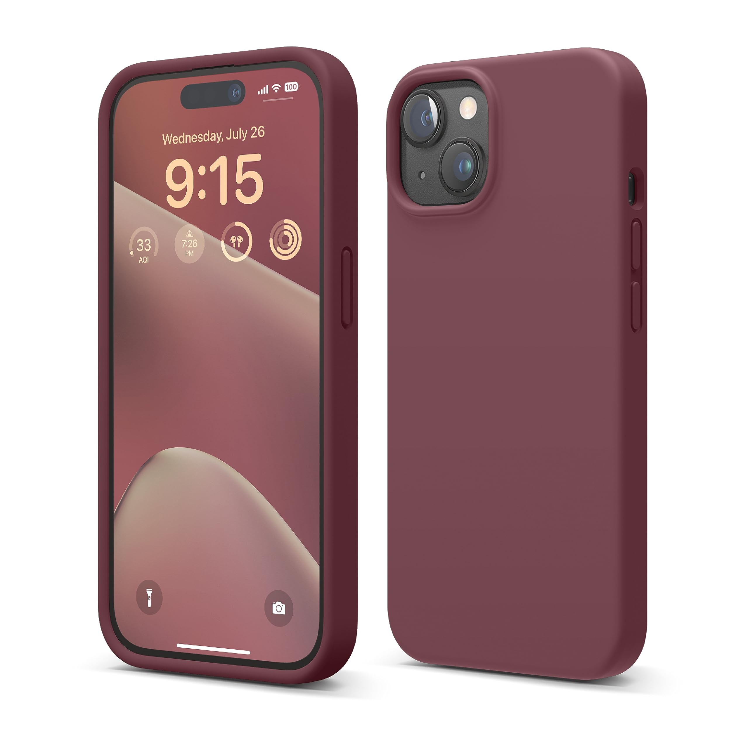 elago Compatible with iPhone 15 Case, Liquid Silicone Case, Full Body Protective Cover, Shockproof, Slim Design, Anti-Scratch Soft Microfiber Lining, 6.1 inch (Burgundy)