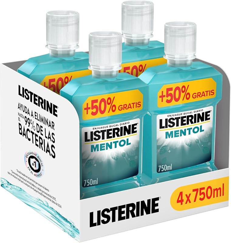 Mentol Enjuague Bucal con Flúor, 750 ml, 4 uds — foto 1 de 7