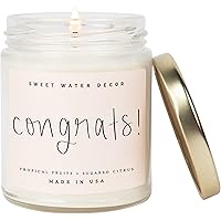Sweet Water Decor, Congrats! Tropical Fruits and Sugared Citrus Island Scented Soy Wax Candle for Home | 9oz Clear Jar, 40 Ho