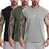 LSLXYWZX Men's Tank Tops 3 Pack Sleeveless Workout Mesh Material Quick Dry Athletic Running Gym Muscle Beach Fitness Shirts
