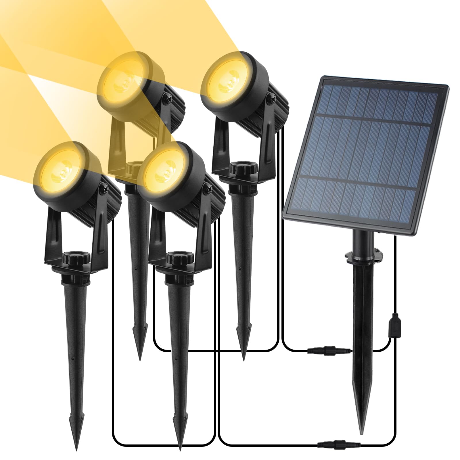 CORESLUX Solar Garden Spotlights, 4-in-1 Landscape Spotlight, 3000K Warm White Waterproof Outdoor Uplighters for Garden, Driveway, Pathway, Pool Area, Halloween Christmas Decorations.