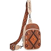 Wrangler Aztec Crossbody Sling Bag for Women Fanny Pack Shoulder Chest Bag Purse