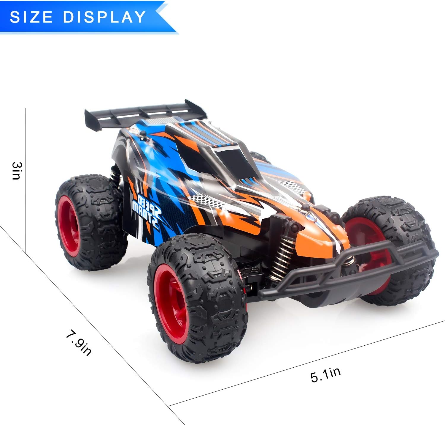 JEYPOD Remote Control Car, 2.4 GHZ High Speed Racing Car with 4 Batteries, Blue: Toys & Games