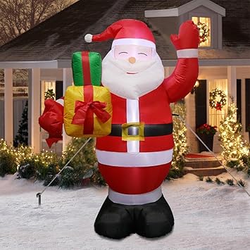 Amazon Com Ourwarm 5ft Christmas Inflatables Lighted Santa Claus