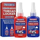 Thread Lock Blue and Red, Threadlocker Medium and High Strength, Thread Locker for Nuts, Bolts, Fasteners and Metals, Against Losening and Leakage (50 mlx2)