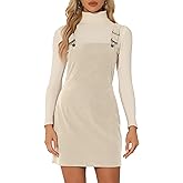 Allegra K Women's Corduroy Overall Dress Mini Short Length Adjustable Strap Bib Overalls Pinafore Dress