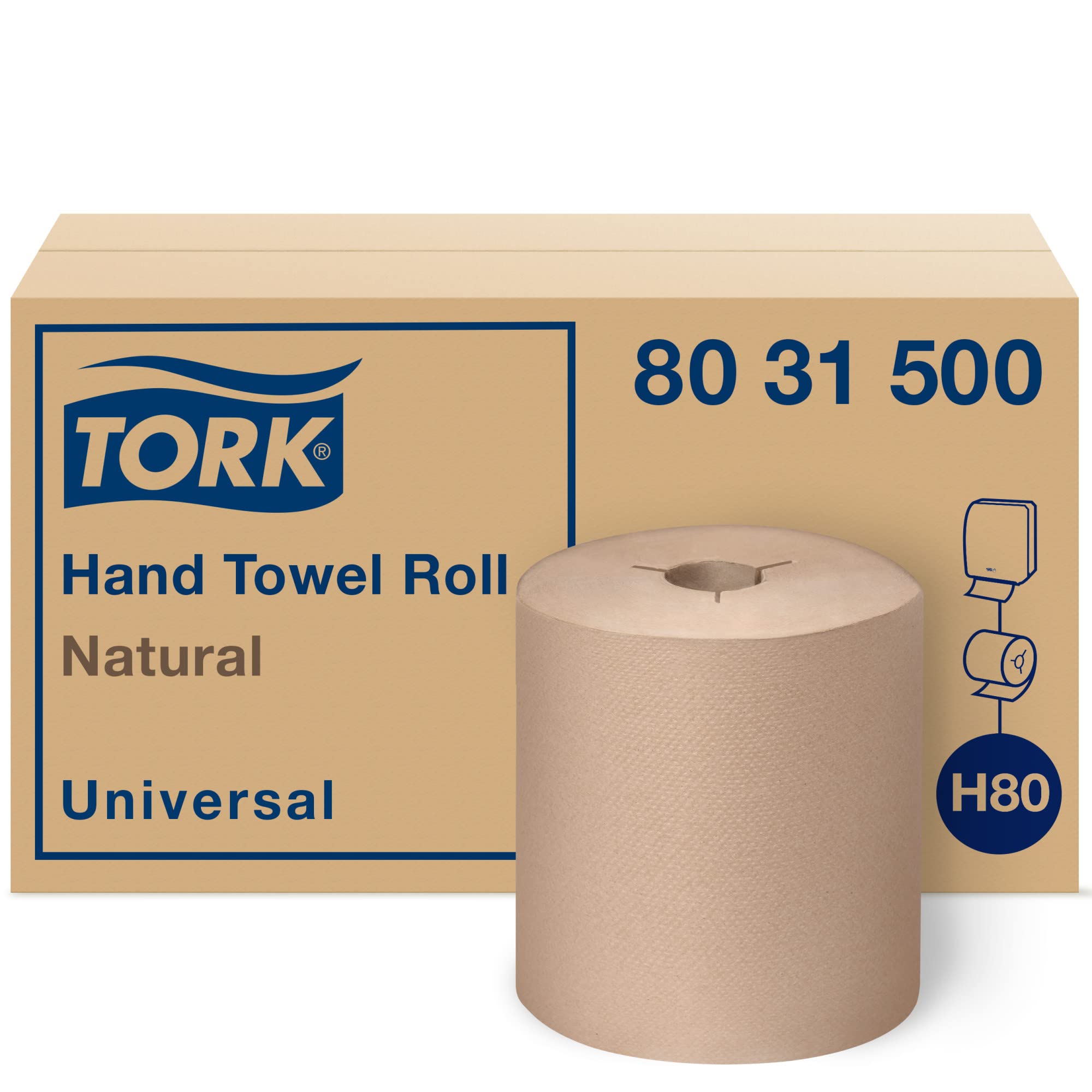Photo 1 of Tork Hand Towel Roll, Natural, Universal, H80, 100% Recycled, 1-Ply, 6 Rolls x 630 ft, 8031500
