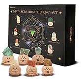 Ideamax Healing Crystal Set, Taurus Virgo Capricorn Crystal Gift for Earth Signs - 6 Zodiac Crystal Set with Handmade Cute Clay Bases and Zodica Set