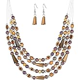 Errally Layered Beaded Statement Necklace Multi Strand Crystal Beads Collar Necklace and Earring Sets for Women Fashion Costume Jewelry Set Gifts for Her