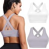Buauty 2 Packs Sports Bras for Women, High Impact Yoga Workout Bra, High Support Criss-Cross Back Bras for Large Bust