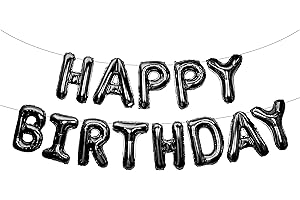 FLANCCI Happy Birthday Banner 3D Baloon Lettering Mylar Foil Lettering, Inflatable Birthday Party Decor,Birthday sign for wall Party Supplies Backyard Decore (3D Black)