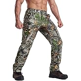 LOOGU Men's Fleece Lined Insulation Camo Hunting Pants Windproof Water-Resistant Softshell Tactical Pants for Men