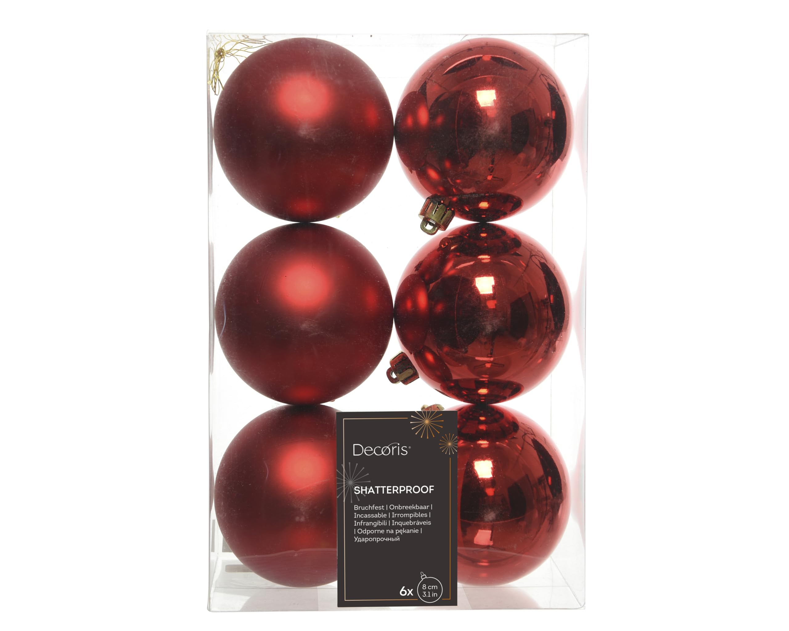 Decoris 22052 Shatterproof Baubles – Matt Shine