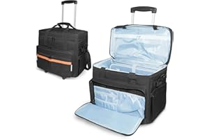 ORKELS Rolling Teacher Bag with Detachable Trolley, Wheeled Teacher Tote for 17.3'' Laptop, Books & Supplies, Spacious & Durable with Easy Maneuverability