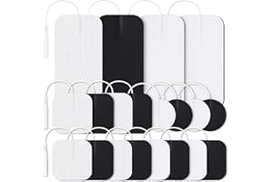 AUVON TENS Unit Replacement Pads Combination Set, 20 Packs Multiple Sizes Electrodes for TENS Unit, Reusable and Latex Free Pigtail TENS Pads for Multiple Pain Relief, 2mm Connector