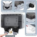 RICOKEY Double Outdoor Socket IP66 13A 2 Gang Weatherproof Wall Outlet view 4