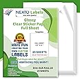 Clear Transparent Sticker Paper 25 Sheets - Glossy Full Sheet Vinyl Labels for Inkjet Printers (8.5” x 11”) - Tear-Resistant, Strong Adhesive, Weather Resistant - DIY & Craft Projects Labels