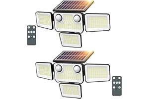 SZPOWER 4500LM Solar Lights Outdoor Waterproof, 254 LED Solar Flood Lights Outdoor with 2 Motion Sensor, 4 Heads Security Light with Remote Control for Yard Outside House Garage 2 Pack