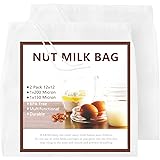 Nut Milk Bag 2 Pcs, GOGOUP 12"X12" Reusable Ultrathin Soft Easy to Washable Food Strainer Fine Mesh Nylon Cheesecloth Filter 