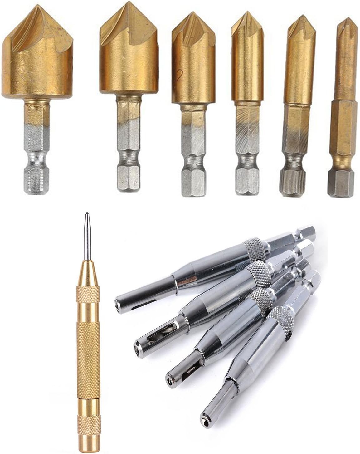 HIFROM 4pcs Self Centering Hinge Drill Bits 6pcs