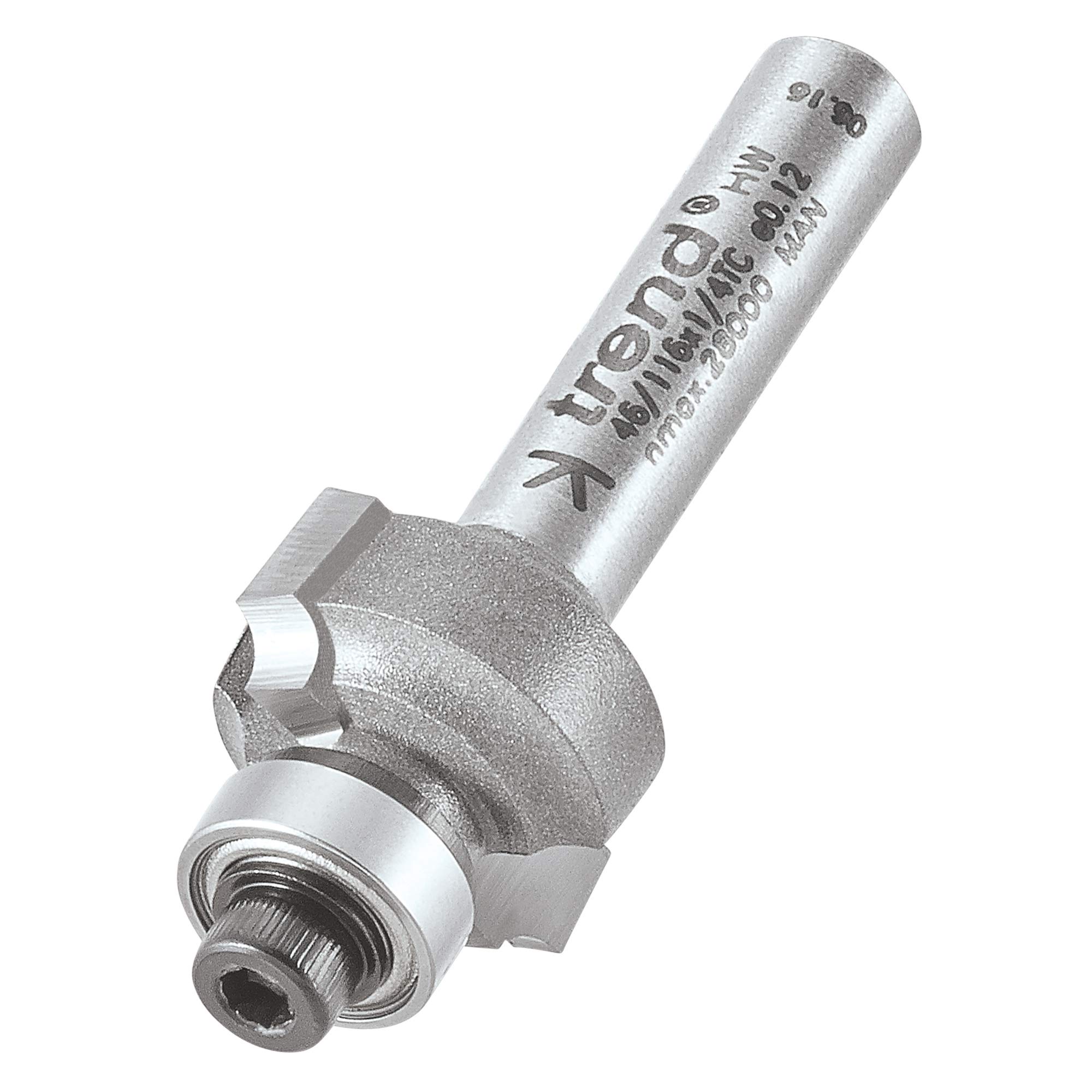 Trend Professional Bearing Guided Ovolo Router Cutter, 2mm Radius, 1/4 Inch Shank, 16.7mm Cut Diameter, 7.7mm Cut Length, Two Bearings, TCT, 46/116X1/4TC