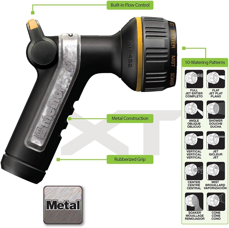 Melnor 65116-AMZ XT Metal 10-Pattern Nozzle with QuickConnect Product Adapter  Bundle, Multi, Heavyweight Thumb Control : Garden & Outdoor