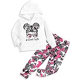 BAVADER Toddler Girl Clothes Camo Graphic Hoodie Sweatshirt Little Girls Clothes Leggings Sweatpants 2PCS Outfits 3-8Y