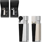 2 Pack Foldable Refillable Butane Lighters, Metal, Fuel Not Included | Adjustable soft flame,gift box with accessories, compact folding design for adult use (Without Gas)