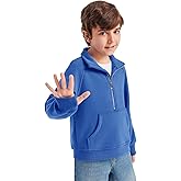 Haloumoning Boys Thumb Hole Sweatshirts Half Zipper Long Sleeve Fleece Pullover with Pockets 5-14 Years