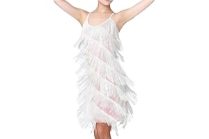 Ruziyoog Fashion Dress for Women Elegant Tassels Sequin Fringe Flapper Dresses Sexy Spaghetti Straps Mini Dancewear Dress