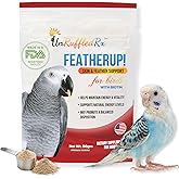 UnRuffledRx FeatherUp! Bird Molting Support &amp; Feather Growth Supplement - for Plucking, Regrowth &amp; Molt - Multivitamin &amp; Amino Acids for All Birds - 90g (240 Servings)