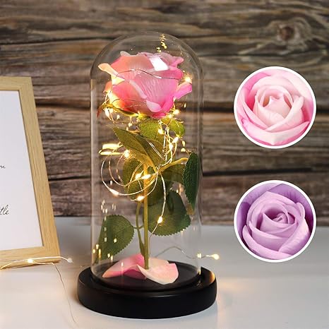 Amazon ガラス ドーム 母の日のプレゼント 結婚祝い 誕生日プレゼント女性 人気 造花 出産祝い 造花 バラ ライト ソープフラワー 女性に バレンタイン 昇進 退職 結婚記念日 バースデー 飾り 母の日 デコレーション 大切な人へ感謝の気持ちを伝える ピンク ホワイト