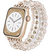VISOOM Beaded Boho Bracelet For Apple Watch 10/11 Se(3rd Gen) Bands Women 42mm 41mm 40mm 38mm, Pearl Wrap For Cute Stretchy Fancy Apple iWatch iPhone Series11 10 Se 9 8 7 6 5 4 3 2 1 Watch Straps Band