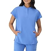 Hanes Womens Scrubs Healthcare Top with Mandarin Collar, Moisture-Wicking Stretch Scrub Shirt