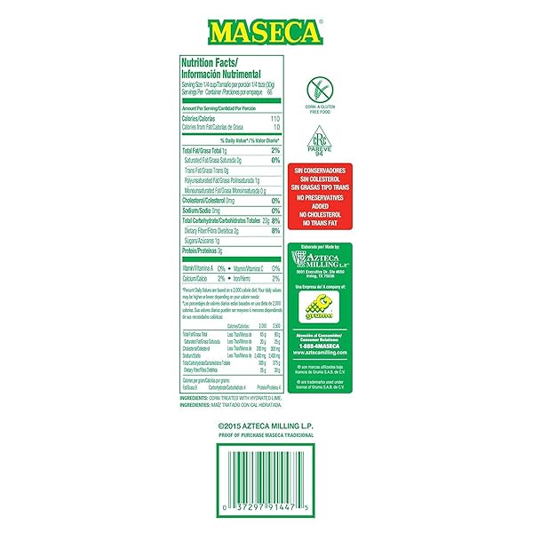 MASECA, CORN MASA FLOUR, 4.4 LB (2 KG), COUNT 1 – FLOUR